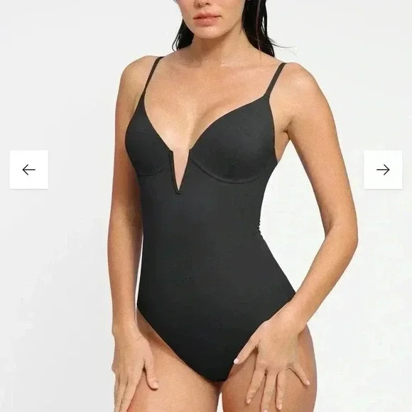 NWT POPILUSH Shapewear Swimsuit Deep V-Neck One-Piece Low-Back - Picture 3 of 7